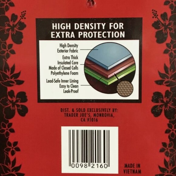 Trader Joe’s Insulated Cooler Tote Bag Black Red Reusable Grocery Shopper - Picture 6 of 8